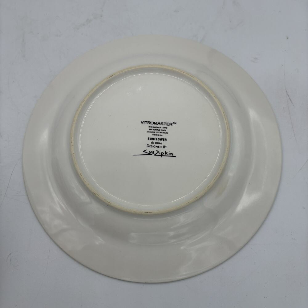 Sakura Vitromaster Salad Plates 7.75" Sunflower 1994 Sue Zipkin Lot Set of 4 Vtg - Picture 6 of 12